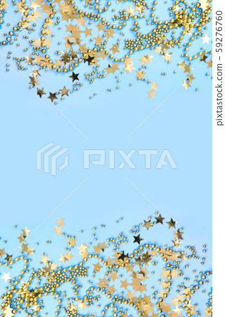 Christmas frame with golden confetti stars  59276760