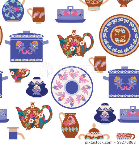 seamless pattern of collection handmade ceramics 59276868