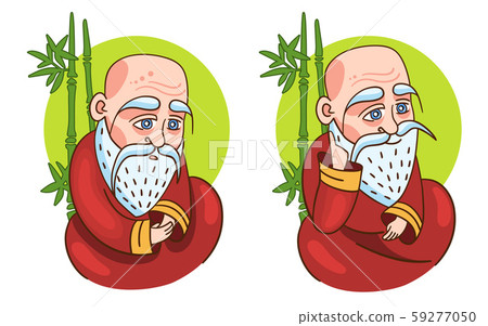 Confucius two stickers. Vector illustration 59277050