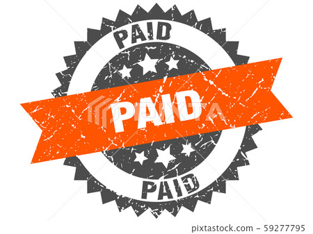 paid grunge stamp with orange band. paid 59277795