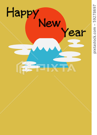 New Year's card template Mt. Fuji and first sunrise with greetings 59278697
