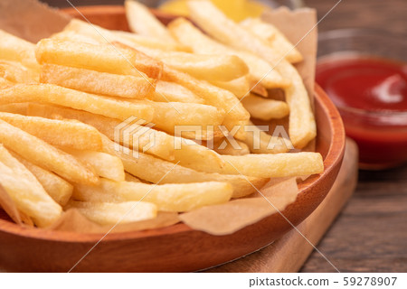 薯條 砧板 wooden head background 茄醬黃芥趥膬 French fries fried potatoes 59278907