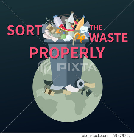 Sort the waste properly - flat design style illustration Sort the waste properly - flat design style illustration 59279702