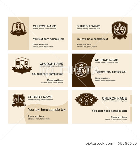 A set of business cards of the church, a ministry or mission, a club or camp, using a creative logo. 59280519