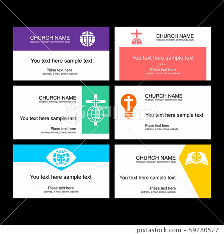 A set of business cards of the church, a ministry or mission, a club or camp, using a creative logo. 59280527