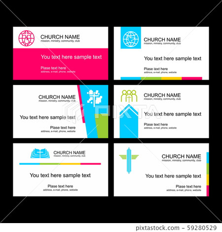 A set of business cards of the church, a ministry or mission, a club or camp, using a creative logo. 59280529