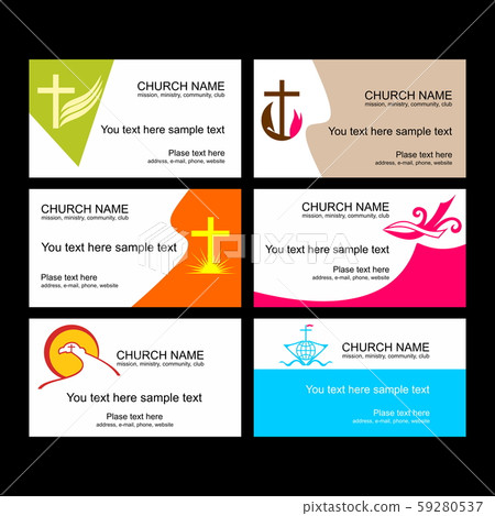 A set of business cards of the church, a ministry or mission, a club or camp, using a creative logo. 59280537
