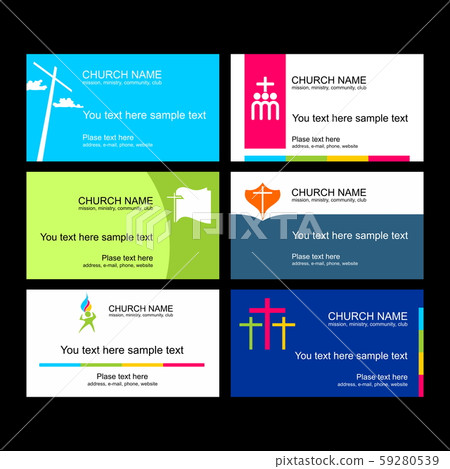 A set of business cards of the church, a ministry or mission, a club or camp, using a creative logo. 59280539