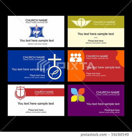 A set of business cards of the church, a ministry or mission, a club or camp, using a creative logo. 59280540