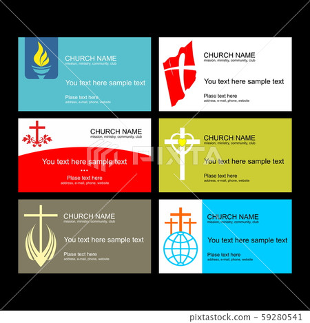 A set of business cards of the church, a ministry or mission, a club or camp, using a creative logo. 59280541