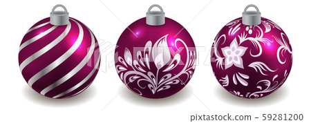 Christmas balls isolated. Set of decorative toys - Stock Illustration ...