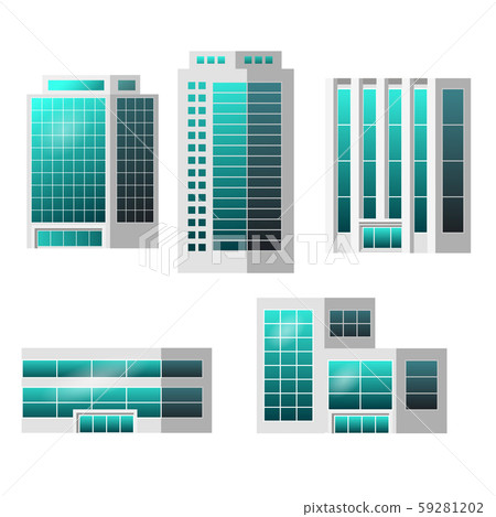 Set of city buildings isolated to create modern... - Stock Illustration ...