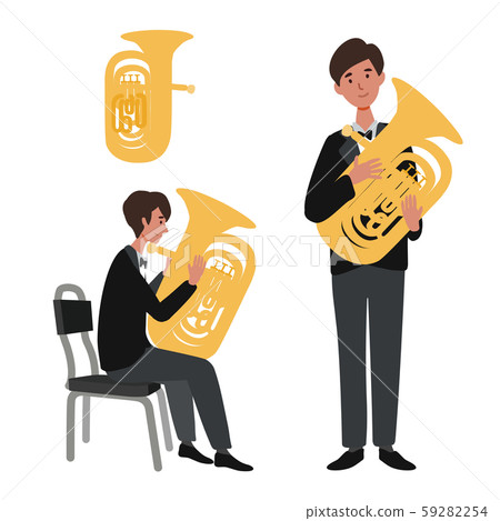 Vector illustration of a man holding a tuba 59282254