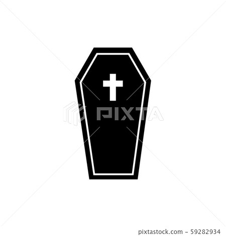 Vector black flat coffin with cross 59282934