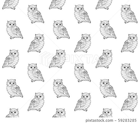 Vector seamless pattern of hand drawn sketch owl - Stock Illustration ...