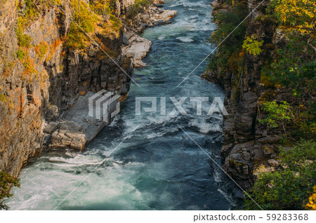 Beautiful view to river in Abisko national park Beautiful view to river in Abisko national park 59283368