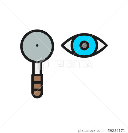 Eye test, scapula flat color line icon. Eye test, scapula flat color line icon. 59284171