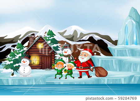 Christmas scene with Santa and elf 59284769