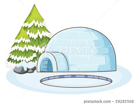 Winter scene with igloo 59285508