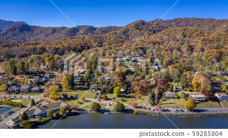 Aerial view Fall Landscape in Lake Junaluska, North Carolina 59285804