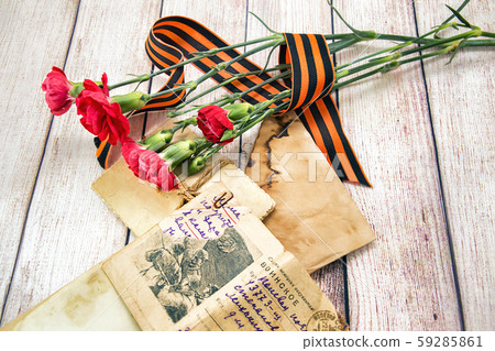 Victory Day. May 9. Carnation flowers, St. George 59285861