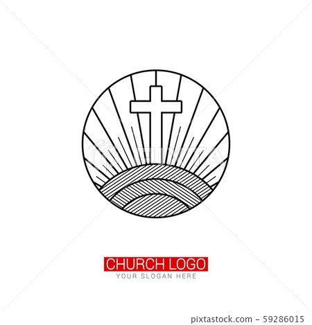 Church logo. Christian symbols. Cross of the Savior Jesus Christ shining Church logo. Christian symbols. Cross of the Savior Jesus Christ shining 59286015