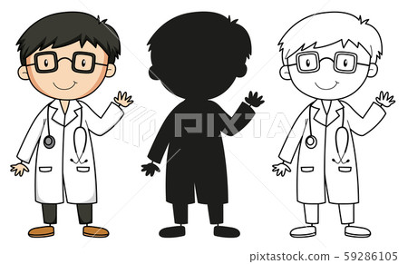 A set of characters in color, silhouette and A set of characters in color, silhouette and 59286105