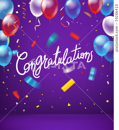 Congratulation vector card with balloons and - Stock Illustration ...
