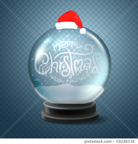 Christmas snow globe with Santa hat and lettering 59286536