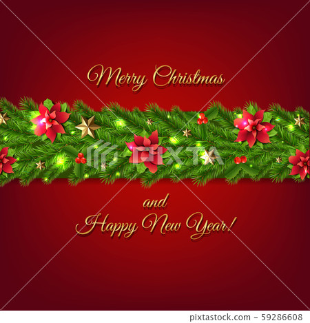 Christmas Garland Poster With Fir Tree Christmas Garland Poster With Fir Tree 59286608
