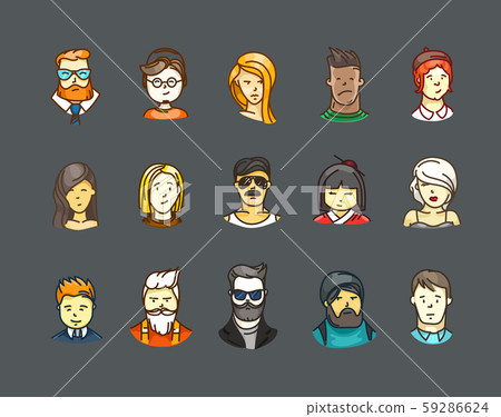 Color avatars styleicons vector set Color avatars styleicons vector set 59286624