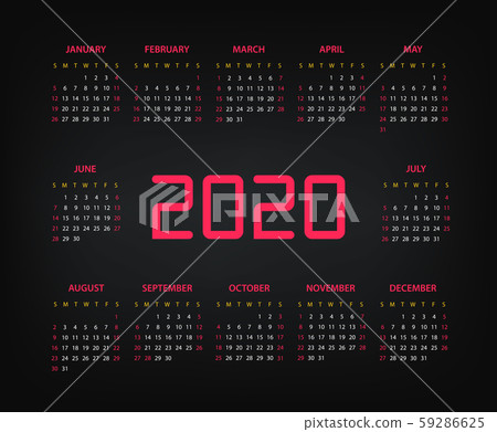 2020 year calendar vector template 2020 year calendar vector template 59286625