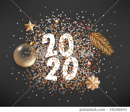 Happy New 2020 year. Different golden elements 59286643