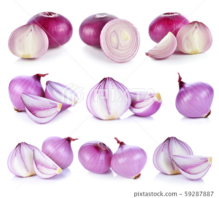 Red onion and isolated on white background Red onion and isolated on white background 59287887