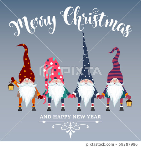 Beautiful flat design Christmas card with gnomes. 59287986