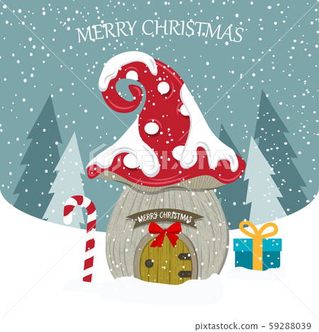 Beautiful flat design with fairy house. Christmas Beautiful flat design with fairy house. Christmas 59288039