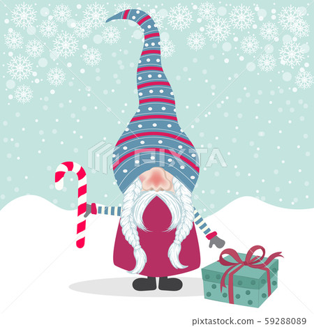 Beautiful Christmas flat design with gnome. Beautiful Christmas flat design with gnome. 59288089