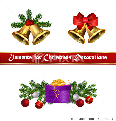 Christmas decorations with fir tree golden jingle bells Christmas decorations with fir tree golden jingle bells 59288203