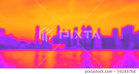 Blurred view of the NY skyline from Brooklyn Bridge Park 1980's retro style 59288768