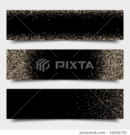 Gold sparkles on black background, banners. Gold banner. Golden background text. Banners logo, web 59288785