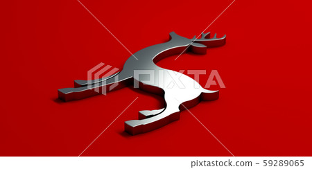 Beautiful Christmas Deer Ornament with ribbon. 3D Render illustration Beautiful Christmas Deer Ornament with ribbon. 3D Render illustration 59289065