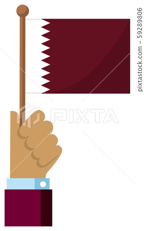 Hand-held national flag illustration (patriotism, event, celebration, demonstration) / Qatar 59289806