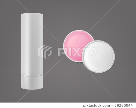 Lip balm stick and round shape top and side view. 59290044