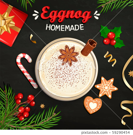 Hot Christmas Eggnog, homemade mulled wine, grog. 59290454
