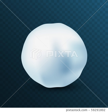 Snowball isolated on blue background. Frozen ice ball. Winter decoration for Christmas or New Year 59291802