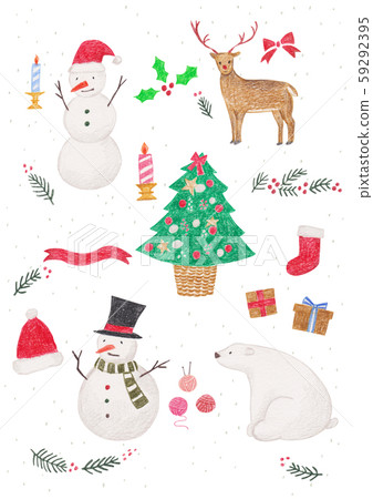 Christmas decoration colored pencil illustration Christmas decoration colored pencil illustration 59292395