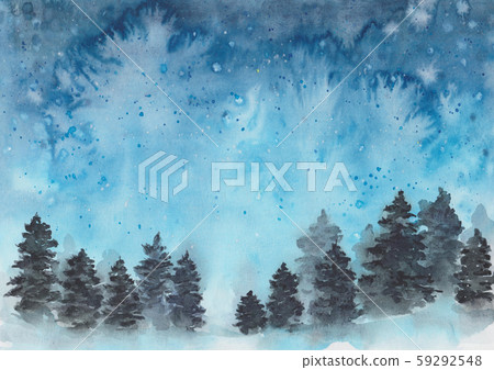 Pine forest watercolor 59292548