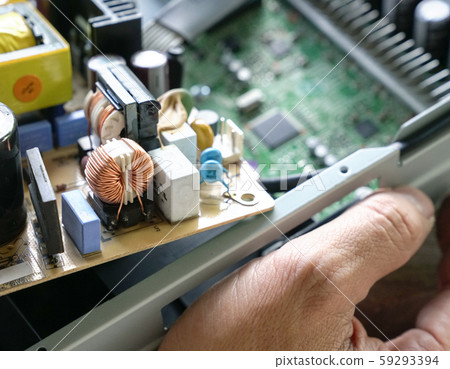 Hands holding PCB board Hands holding PCB board 59293394
