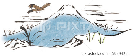 野生動物漫畫風格的富士山（彩色） 59294263