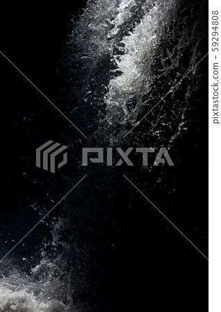 Waterfall stream. Black and white water spray 59294808